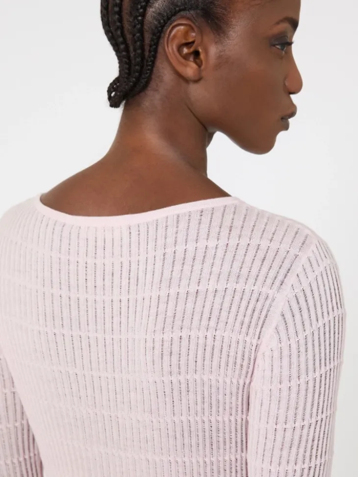 Slim-fit wool and silk sweater - PINK