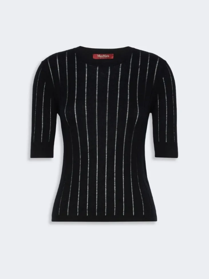 Slim-fit wool and silk sweater - NAVY
