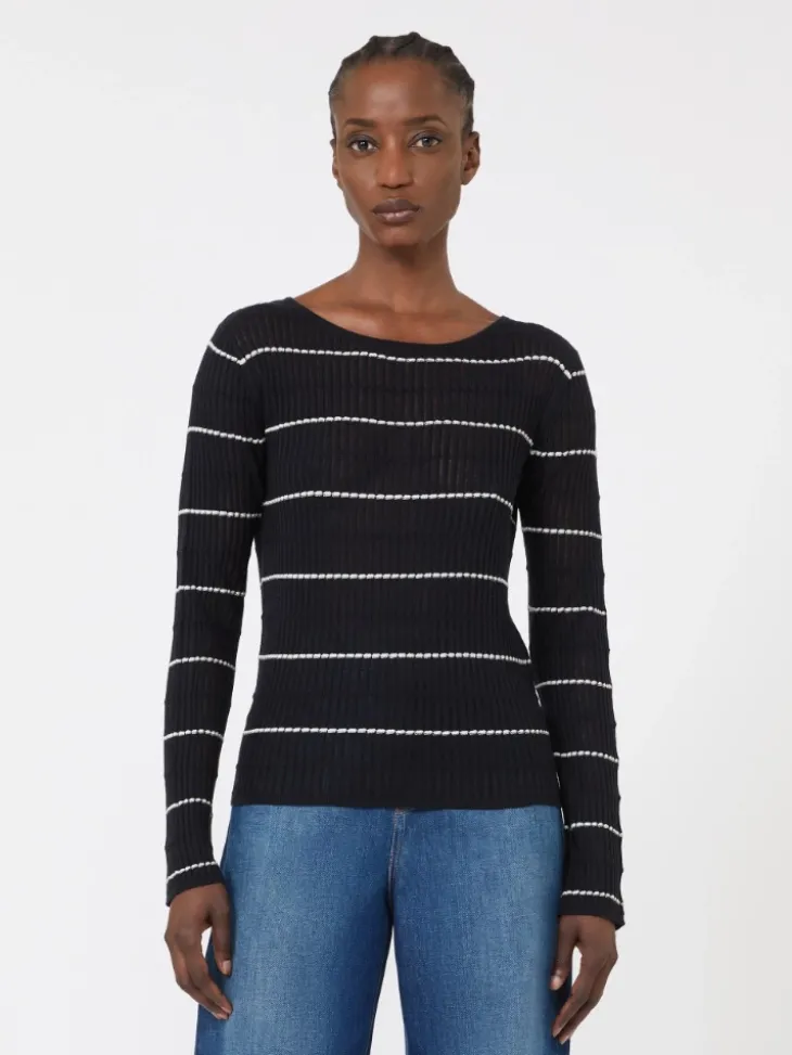 Slim-fit wool and silk sweater - NAVY