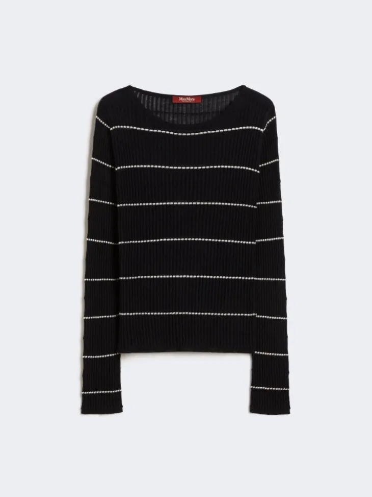 Slim-fit wool and silk sweater - NAVY