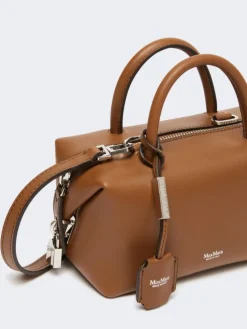 Small natural leather bowler bag - AMBER BROWN