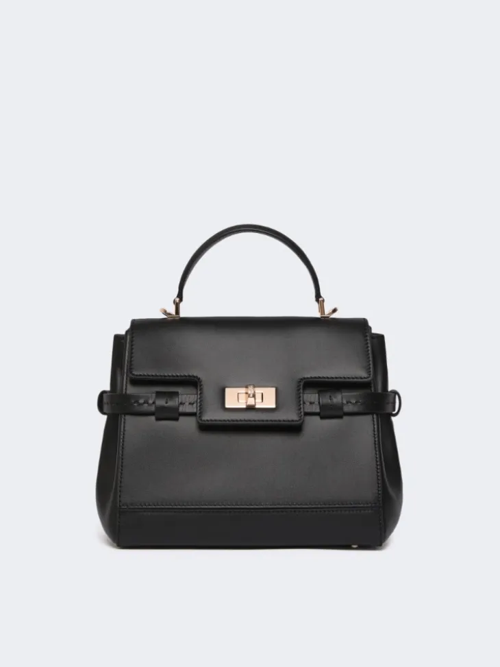 Smooth leather handbag - BLACK