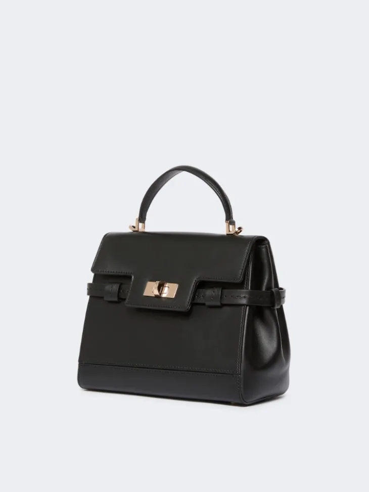Smooth leather handbag - BLACK
