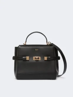 Smooth leather handbag - BLACK
