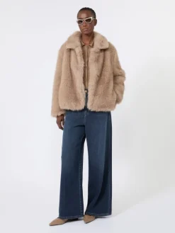 Soft textured short coat - HONEY