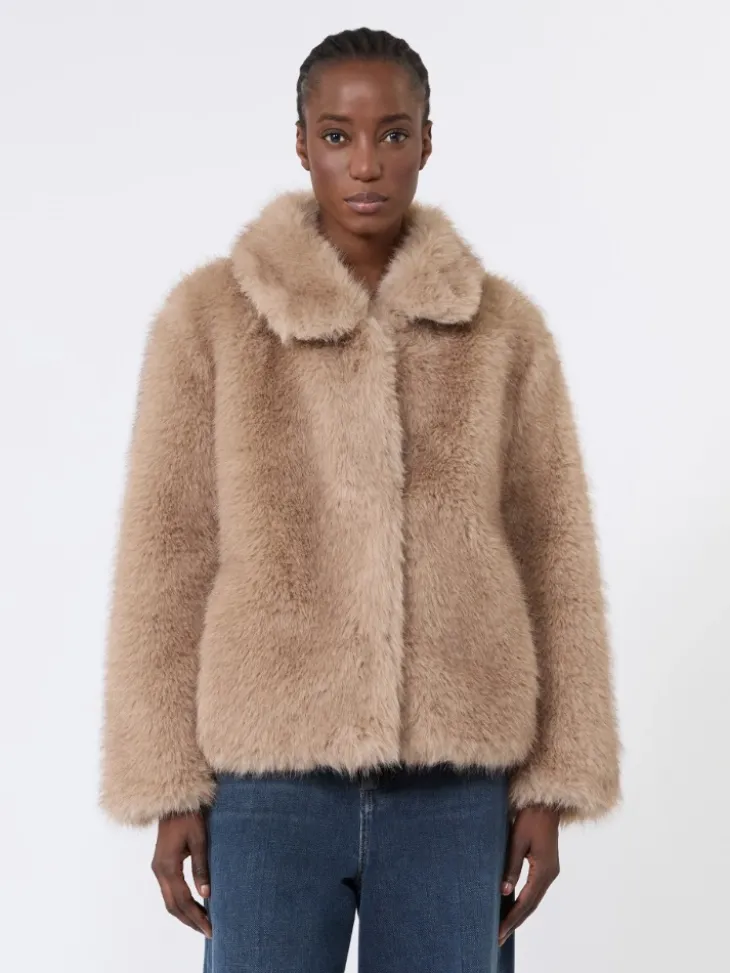 Soft textured short coat - HONEY