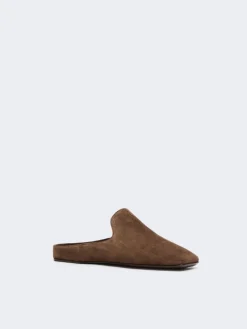 Split-leather mules - DARK BROWN