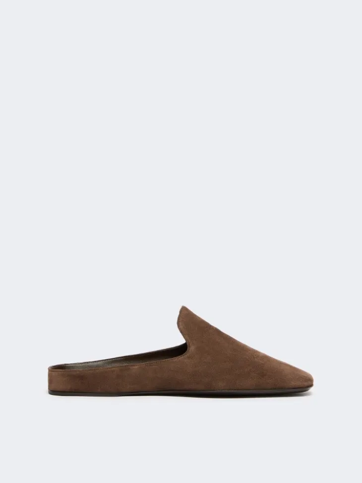 Split-leather mules - DARK BROWN