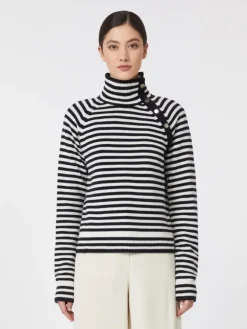 Stockinette-stitched cashmere polo-neck sweater - ULTRAMARINE
