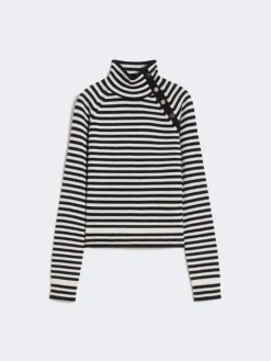 Stockinette-stitched cashmere polo-neck sweater - ULTRAMARINE