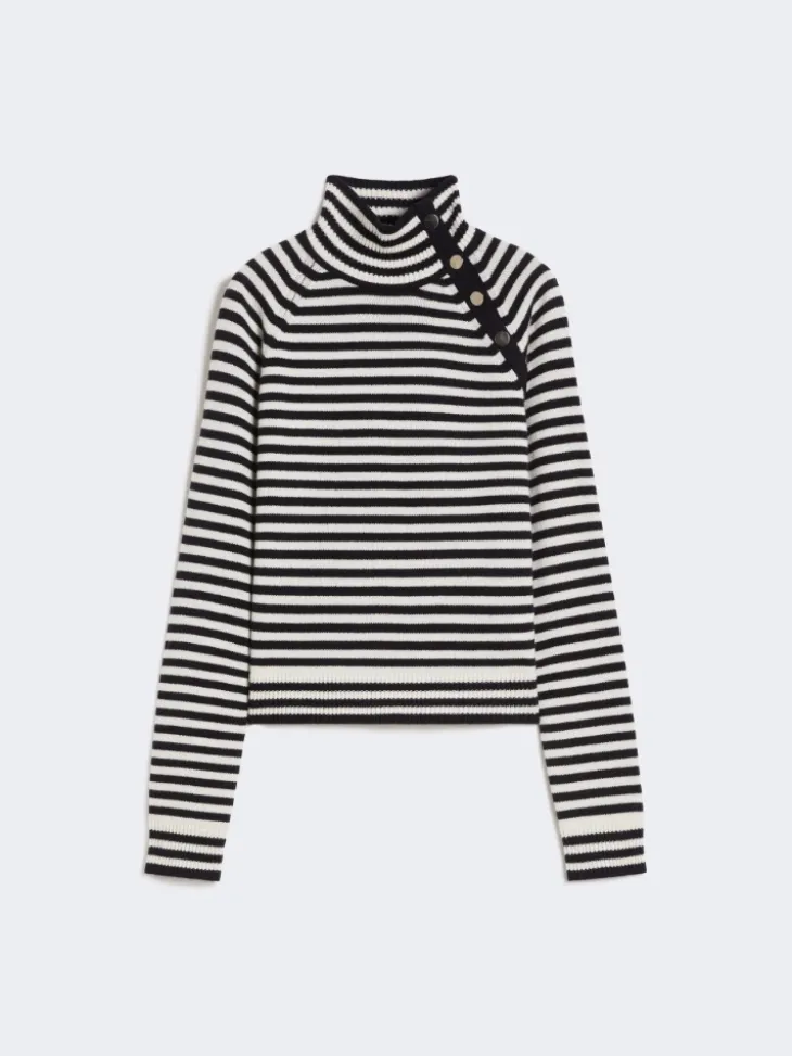 Stockinette-stitched cashmere polo-neck sweater - ULTRAMARINE