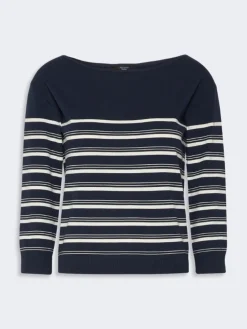 Stockinette-stitched viscose yarn sweater - NAVY