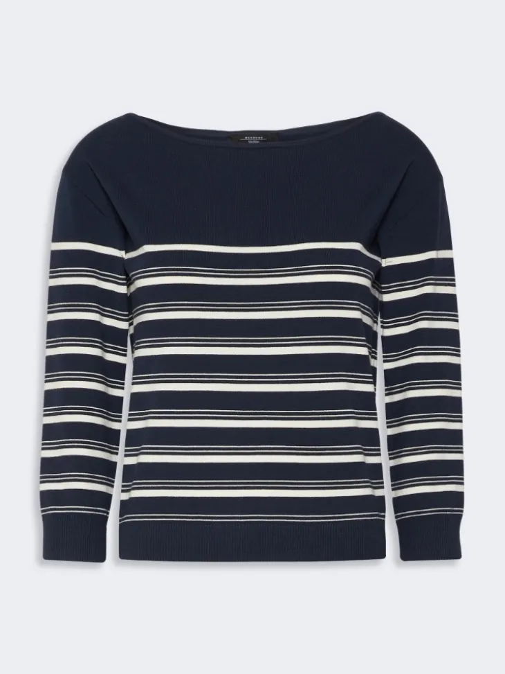 Stockinette-stitched viscose yarn sweater - NAVY