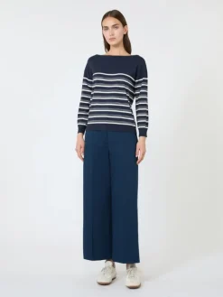 Stockinette-stitched viscose yarn sweater - NAVY