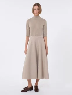 Stockinette-stitched wool polo-neck sweater - BROWN