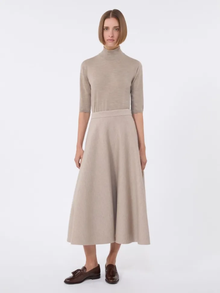 Stockinette-stitched wool polo-neck sweater - BROWN