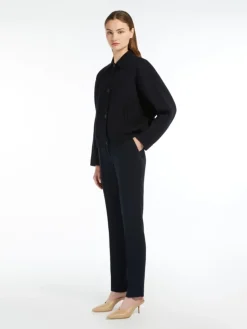 Straight-fit cady trousers - NAVY