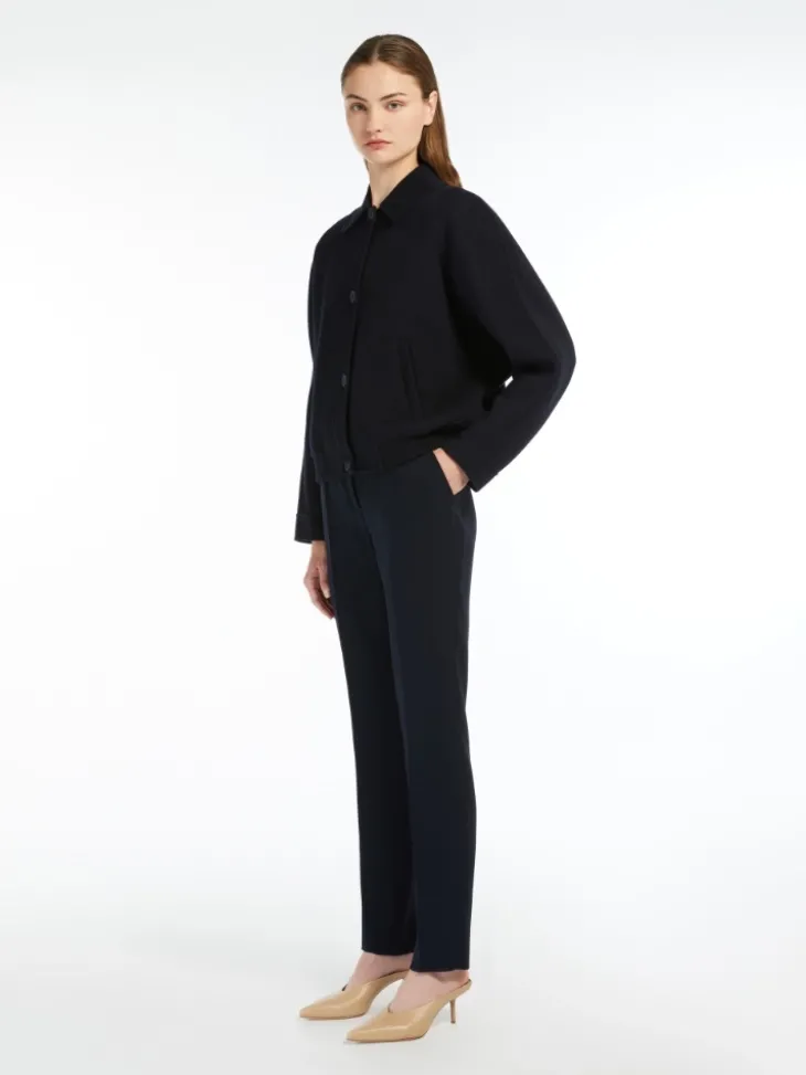 Straight-fit cady trousers - NAVY