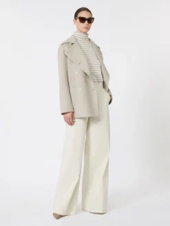 Straight-fit cotton twill trousers - IVORY
