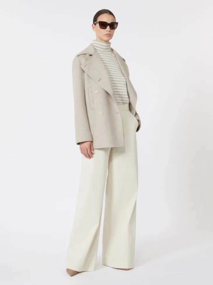 Straight-fit cotton twill trousers - IVORY