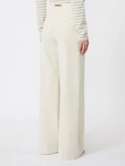Straight-fit cotton twill trousers - IVORY