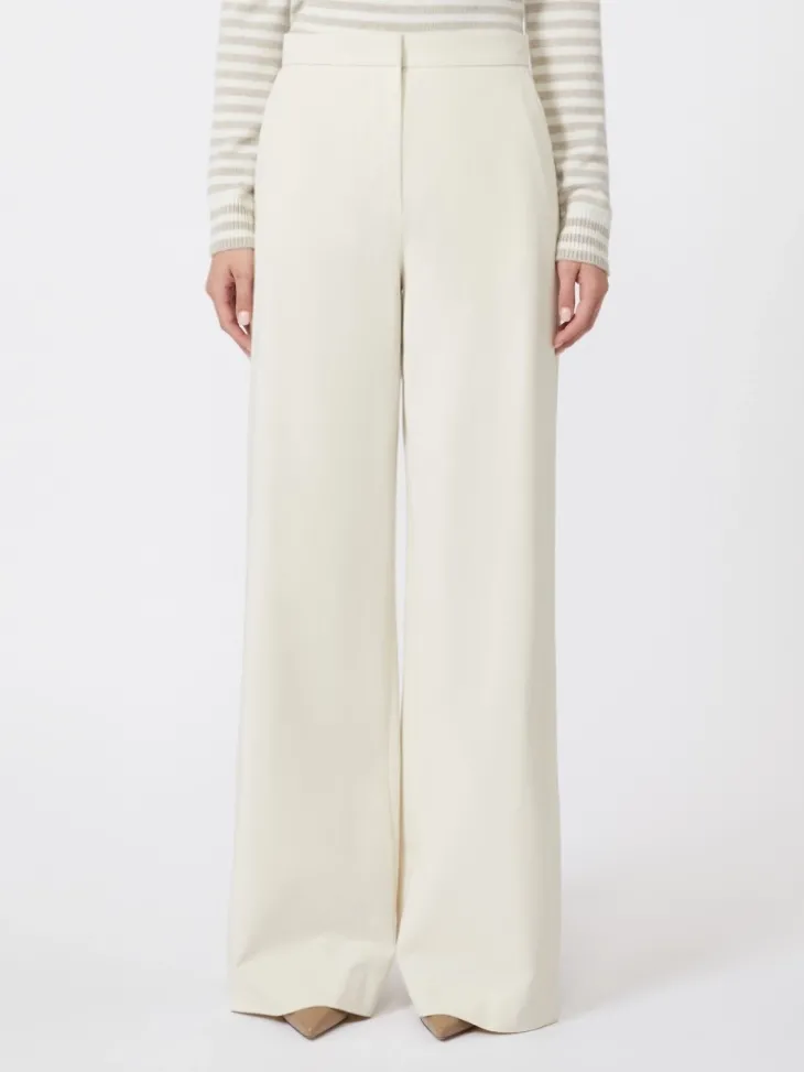 Straight-fit cotton twill trousers - IVORY