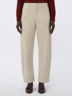 Stretch bull denim trousers - NATURAL