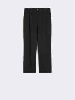 Stretch cotton Capri trousers - BLACK
