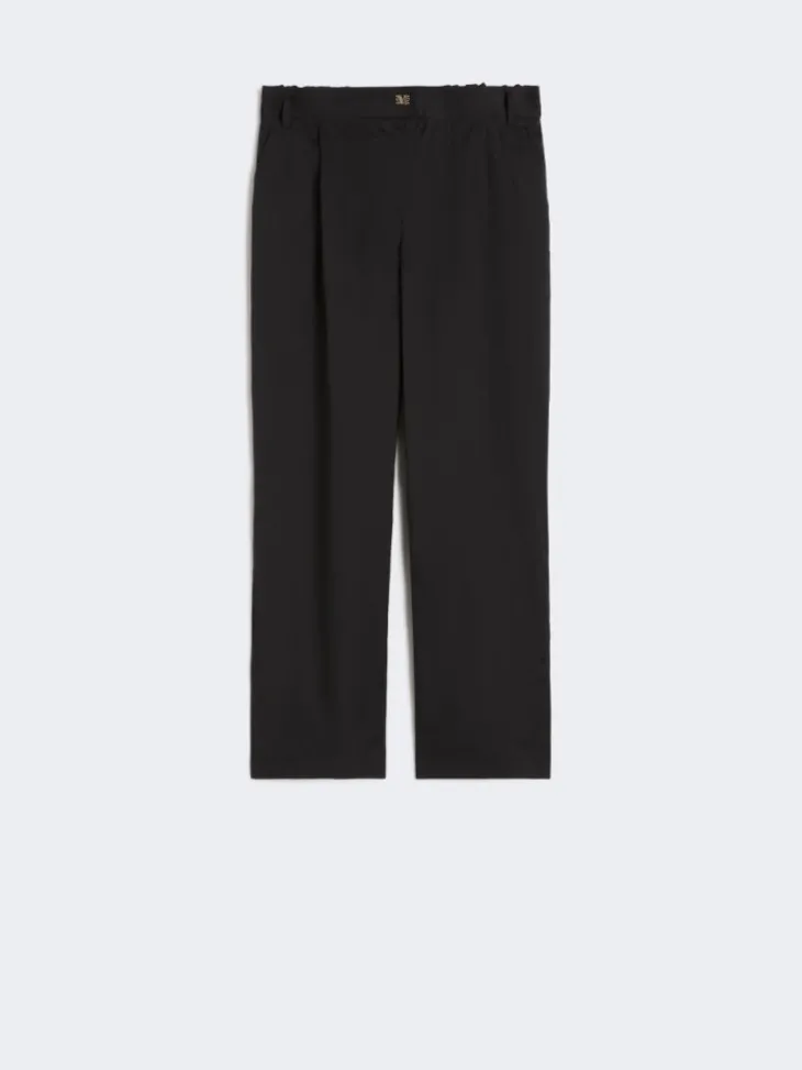 Stretch cotton Capri trousers - BLACK