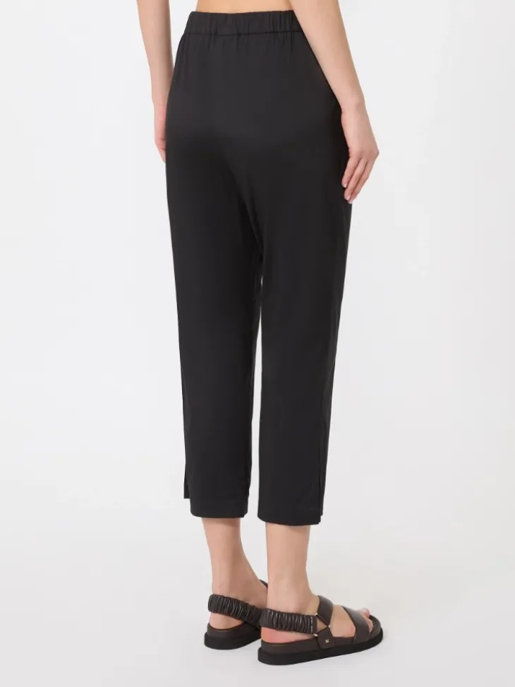 Stretch cotton Capri trousers - BLACK