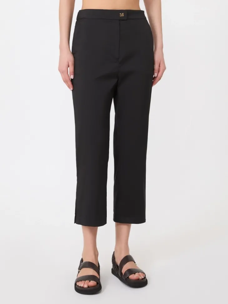 Stretch cotton Capri trousers - BLACK
