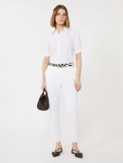 Stretch cotton cigarette trousers - WHITE