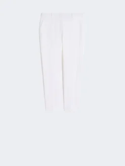 Stretch cotton cigarette trousers - WHITE