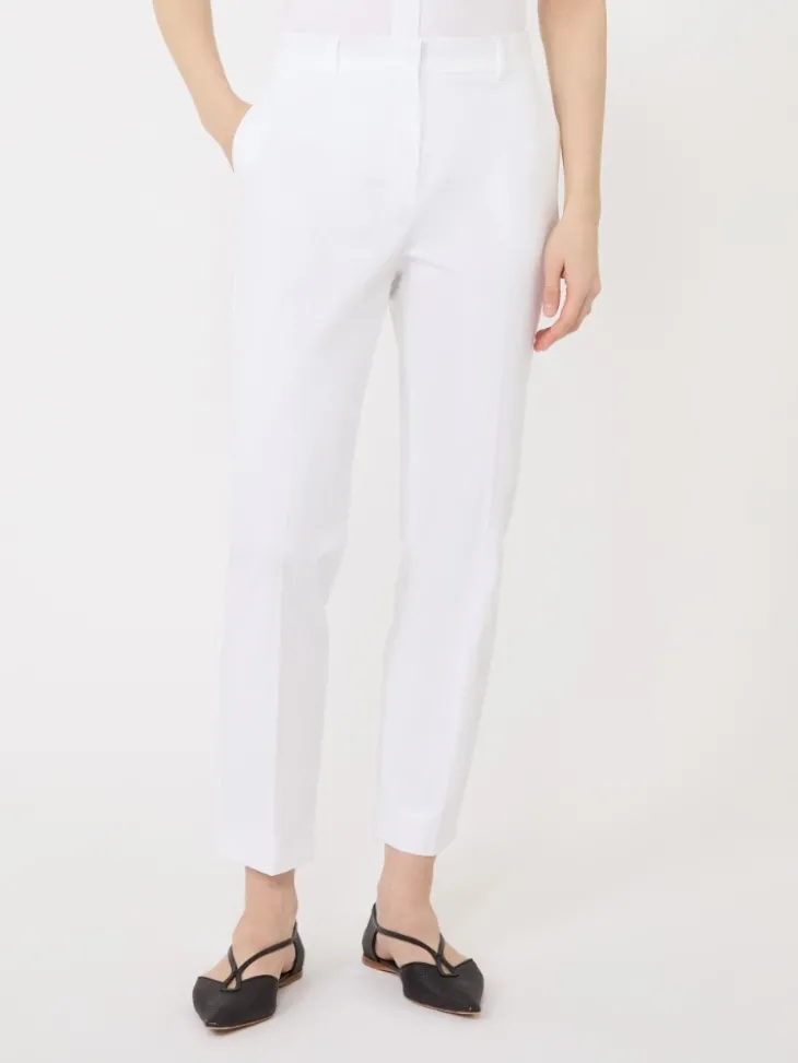 Stretch cotton cigarette trousers - WHITE