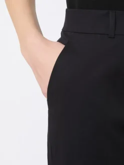 Stretch cotton cigarette trousers - BLACK