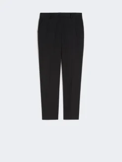 Stretch cotton cigarette trousers - BLACK