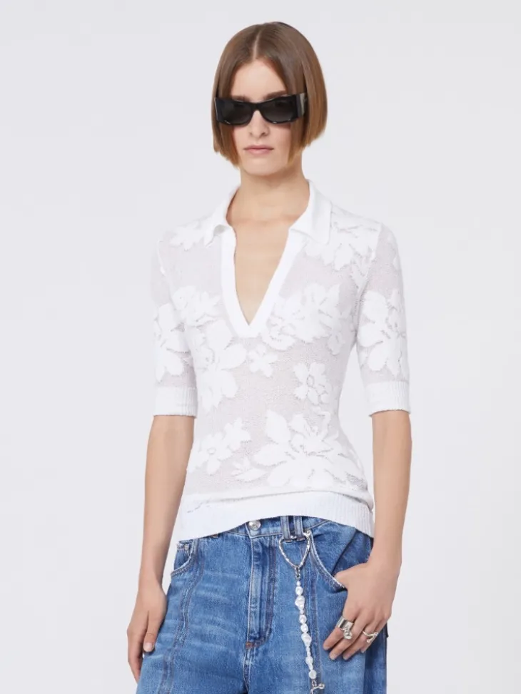 Stretch cotton polo shirt - WHITE