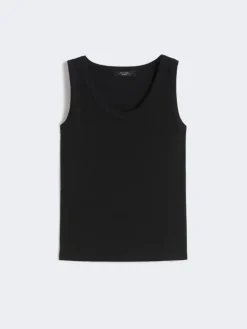 Stretch cotton top - BLACK