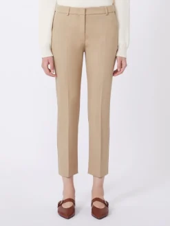 Stretch cotton trousers - CAMEL