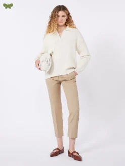 Stretch cotton trousers - CAMEL