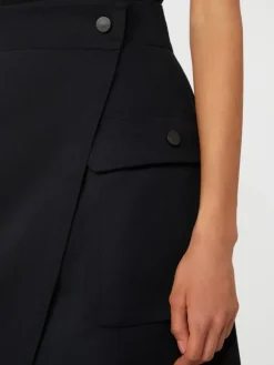 Stretch cotton wrap skirt - BLACK