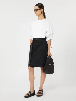 Stretch cotton wrap skirt - BLACK