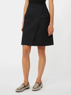 Stretch cotton wrap skirt - BLACK