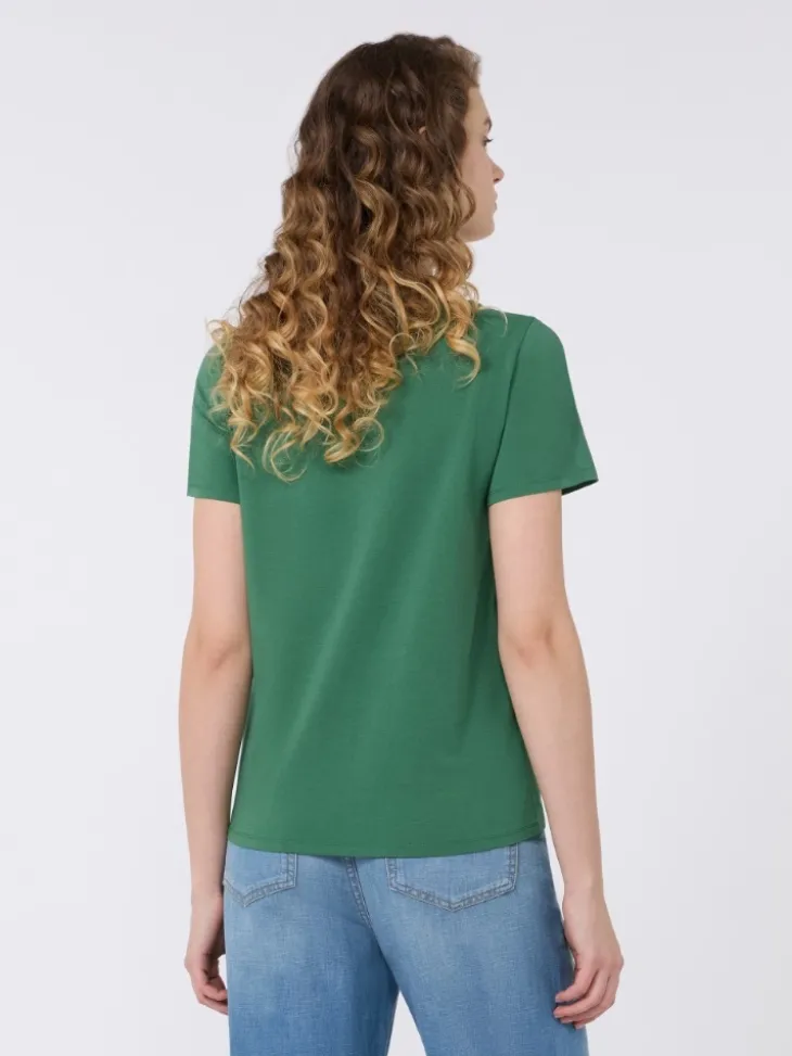 Stretch jersey basic T-shirt - GREEN