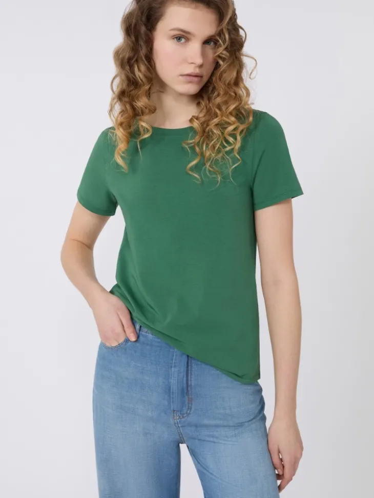 Stretch jersey basic T-shirt - GREEN