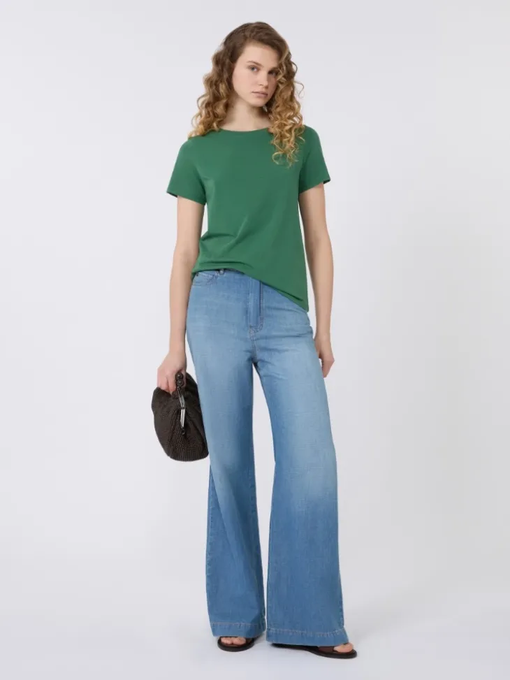 Stretch jersey basic T-shirt - GREEN