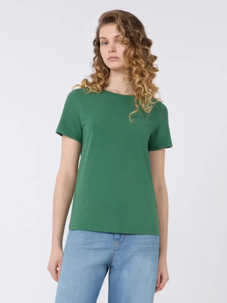 Stretch jersey basic T-shirt - GREEN