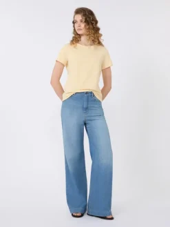 Stretch jersey basic T-shirt - LIGHT YELLOW