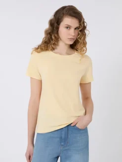 Stretch jersey basic T-shirt - LIGHT YELLOW
