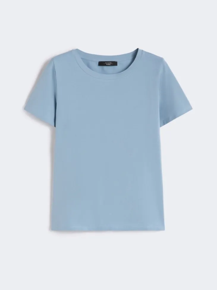 Stretch jersey basic T-shirt - LIGHT BLUE